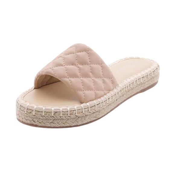 SHOE LAND Narina Open Toe Espadrille Slip On Platform Slide Sandals Pink Size 8 - Picture 2 of 9